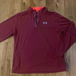Men’s Large Under Armour Run Heatgear long sleeved quarter zip. Red